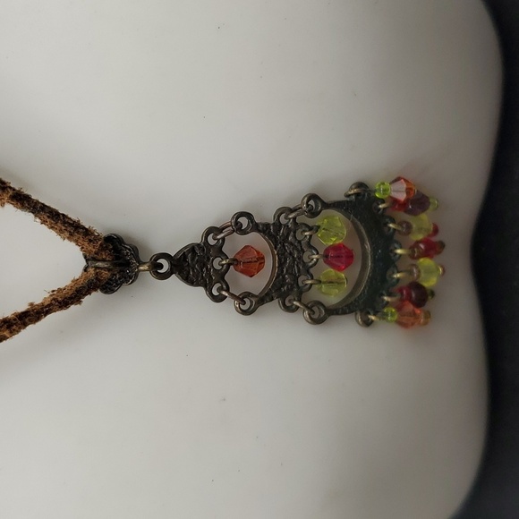 Premier designs leather chandelier dangle necklace N3324 - Picture 2 of 3